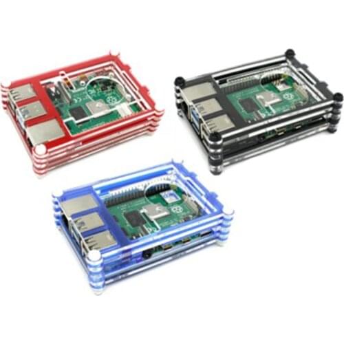 9 Layer Acrylic Clear Box Red Black Blue Case Cover Shell for Raspberry Pi 4 Model B