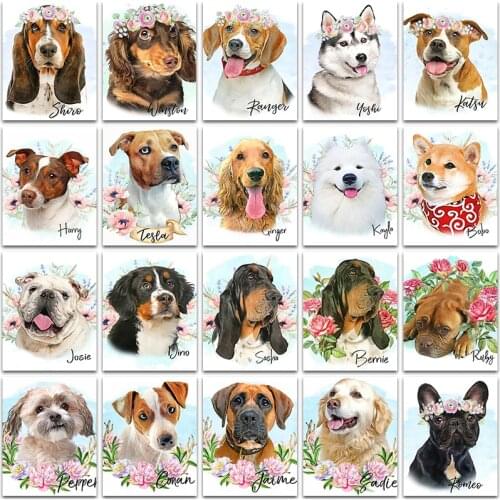 Diamond Painting embroidery mosaic Cross stitch Animal Bulldog Teddy Dog Puppy Cute Schnauzer Husky Kit Samoyed Golden retriever