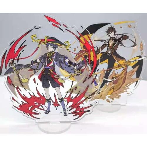 Anime Figure Genshin Impact Zhongli Diluc Venti Klee Keqing Qiqi Acrylic Stand Model Plate Desk Decor Standing Boy Girl Gift