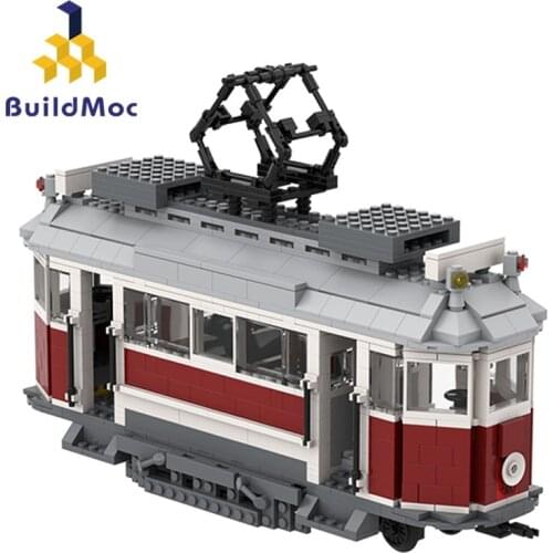 Buildmoc Technical Electric Track Train MOC City Tram Transportation Streetcar Model Building Blocks Kid Toys Christmas Gift