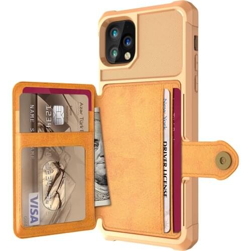 6 Colors Back Cover For iPhone X XR XS 11 Pro Max Phone Case Card Holder Pocket Full Edge Soft Silicone TPU + PU