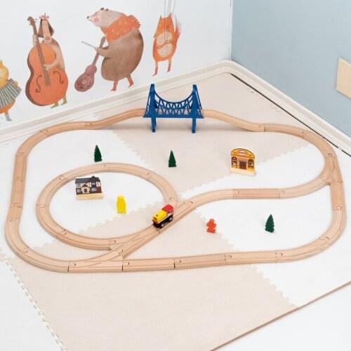 Wooden Train Track Set Railway Track Wooden Road Toys Expansion Accessories Compatible With Various Trains And Thoma