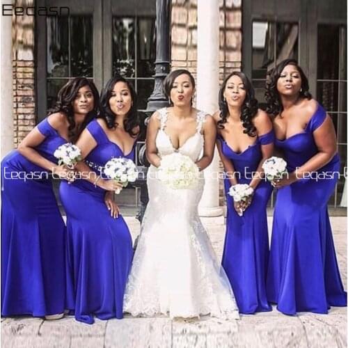 Eeqasn New Fashion Bridesmaid Dresses For Wedding Party Dress Long Mermaid Royal Blue Custom Plus Size Vestido De Festa