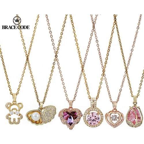 Chinese Popular Jewelry Simple Fashion New Ocean Heart Necklace Female Charms Colorful Crystal Love Fine Womens Clavicle Chain