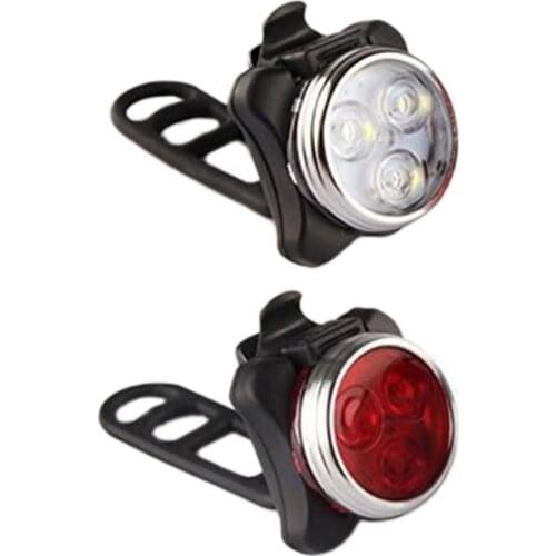 LED Bicycle Lights Set USB Rearchargeable Bike Front Rear Light MTB 4 Modes White Headlight and Red Taillight Cycling Light
