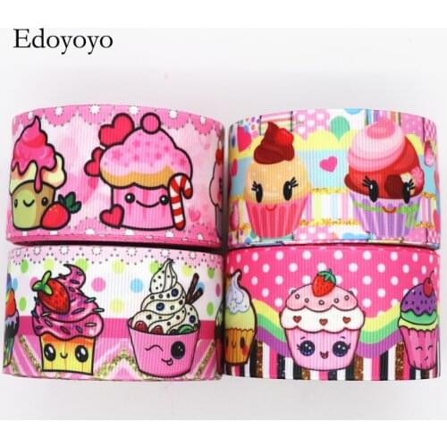 10 Yards 1.5'' 38MM/3" 75MM Cake Printed Grosgrain Ribbons For Hair Bows DIY Handmade Materials Y19081603