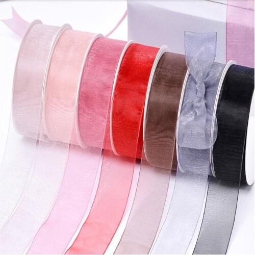 25mm X 22meters Chiffon Organza Ribbon Handmade DIY Material For Arts Crafts Sewing Christmas Wedding Party Decoration Gift Wrap
