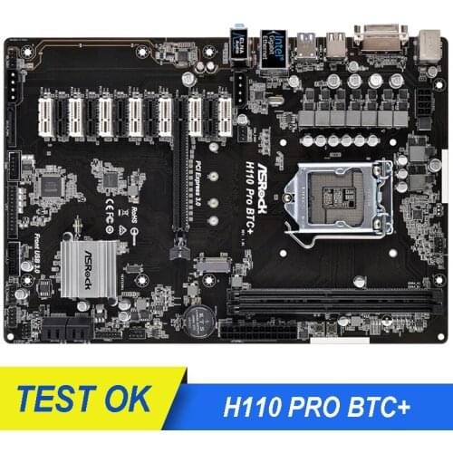 For ASRock H110 Pro BTC+ Mining Motherboard LGA 1151 H110 DDR4 32GB 13 PCIE Original Used Desktop ATX Mainboard Core i7/i5/i3