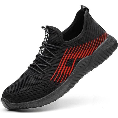 Men Work Safety Shoes Breathable Mesh Male Boots Working Shoes Steel Toe Anti-Smashing Construction Safety Work Sneakers