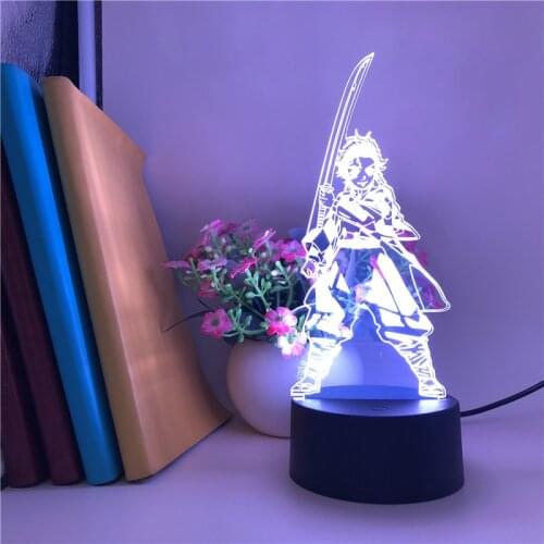 Night Room Lighting Lamp Kamado Tanjirou Figure Acrylic LED Light Demon Slayer Kids Anime Fans Birthday Holiday Gift Nightlight