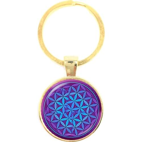2018 New OM Yoga Key Chain Classic Chakra Mandala Glass Jewels Sacred Geometric Blue Flower Gift For Friends Brithday Gift