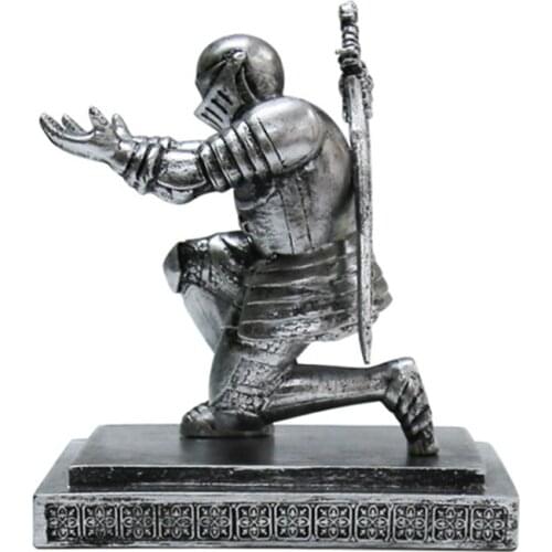 New Hot Executive Officer Knight Pen Holder with Sword 15*10*15cm Armor Knight Stationery Medieval Theme Resin Decor for Office