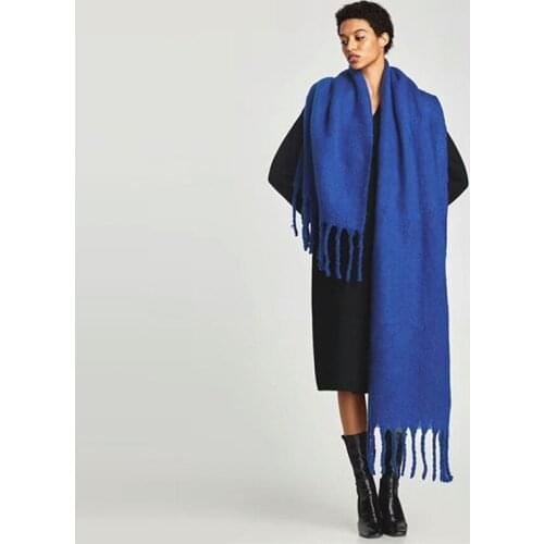 New autumn/winter 2020 solid color thick tassel imitation cashmere simple fashion shawl warm scarf ladies scarf