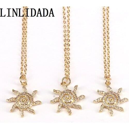 10Pcs High Quality Cubic Zirconia Pandant Necklace Copper CZ Necklace with Golden Chain Jewelry For Women