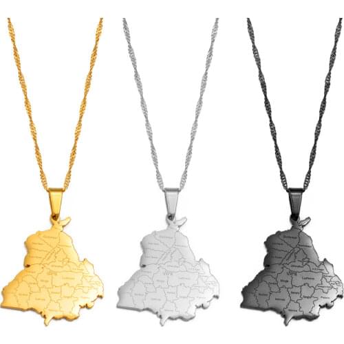 Anniyo India Punjab State Map Pendant Neckalces Jewelry #233521