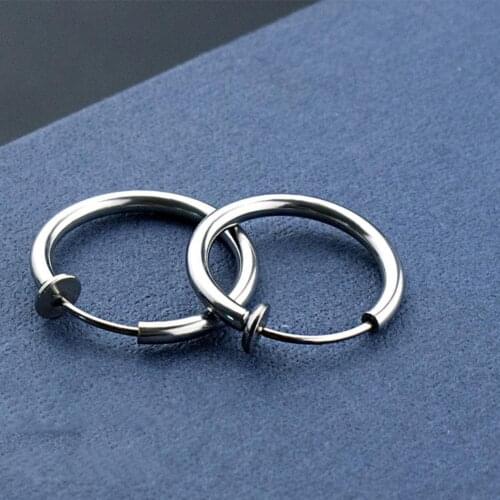 Simple Unisex Cool Metal Round Ring Earring Accessory Korean Style Round Non Ear Piercing Hoop Earring Clip for Daily Wear
