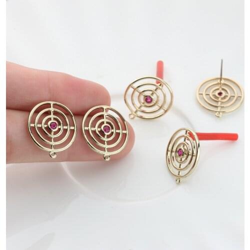 Copper Real Gold Plating Hollow Spiral Round Base Earrings Pendant Connector For DIY Fashion Earrings Jewelry Making Accessories