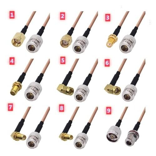 RG316 N Female jack to SMA /RP-SMA Female & Male Right Angle RF Cable Adapter Coaxial Jumper Pigtail RG-316 Extension Cable
