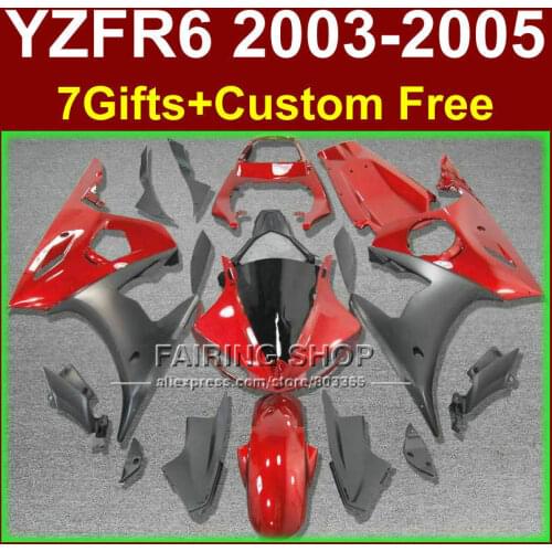 Gray red body parts for YAMAHA ABS fairings YZF R6 2003 2004 2005 fairing kit r6 03 04 05 +7gifts KI8G