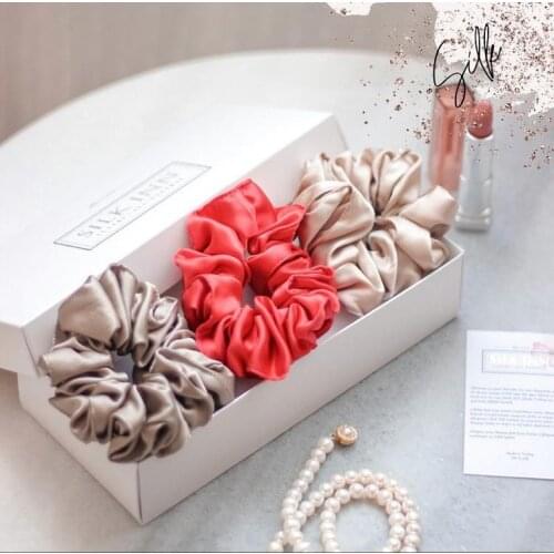 Silk Hair clasp Women Original %100 Pure Silk Scrunchie Elastic Handmade Multicolor Hair Band Ponytail Holder Headband