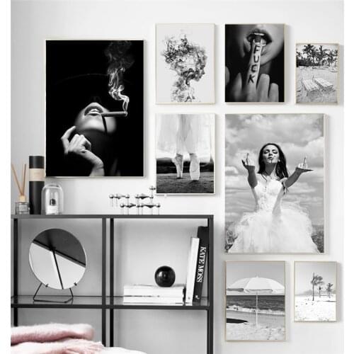 Modern Black and White Figure Picture Home Decor Wall Art Canvas Painting Nordic Landscape Posters and Prints for Bedroom Design