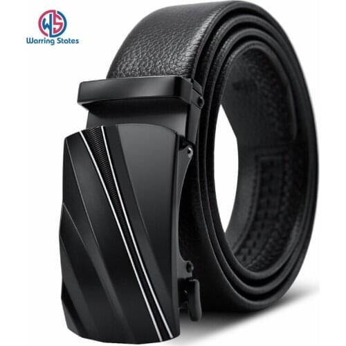 Warring States New Luxury Fashion Mens Business Casual Belt Black High Quality Alloy Buckle Male Belt Length 115-130cm