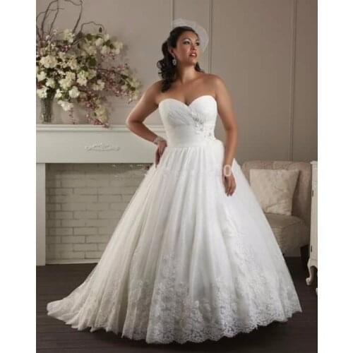 Plus size 2018 Sweetheart Lace Appliques Brides vestido de noiva Elegant bridal Gown Fast Shipping mother of the bride dresses