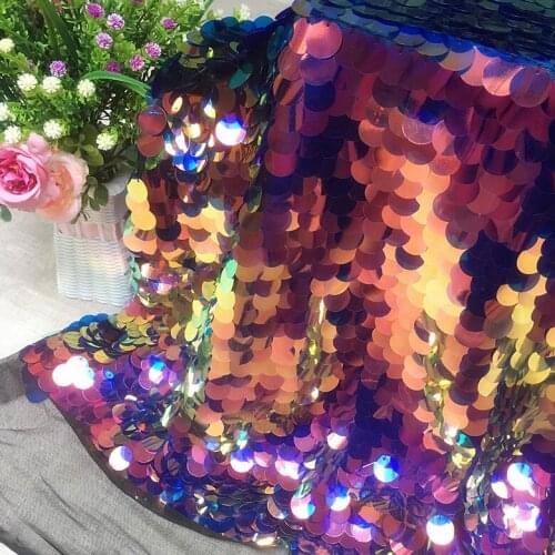 1 meter sequins fabric 18MM sequins fish scales mesh fabric live shooting background clothing decoration