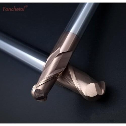 1PCS,TIaln coated HRC55 2 Flute ball nose CNC solid carbide end mill,woodworking router bit,Lengthened Tungsten milling cutter