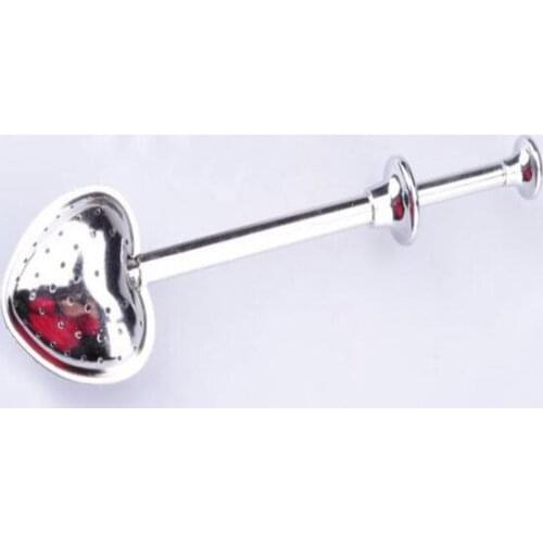 100pcs Telescopic Pole Heart-shaped Tea Infuser Food Grade Stainless Steel Loose Tea Ball Tea Strainer