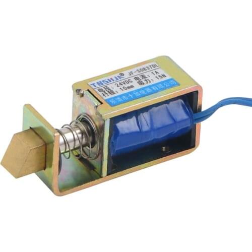 DC 12V/DC24V 1A 10mm Stroke 15N Holding Force Open Frame Push Type Solenoid Electromagnet JF-S0837DL