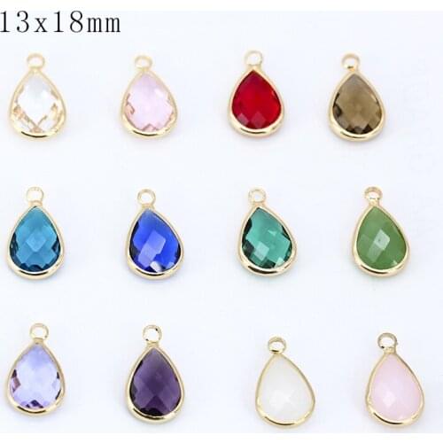 12p 13x18mm Pear Faceted Glass Charm Pendants Connectors Necklace Earring Findings garment headwear DIY eardrop making material