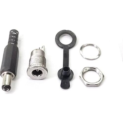 2PCS (1 pairs) 5.5x2.1mm plastic male plug Metal DC099 DC power socket female jack screw nut panel mountingconnector 5.5 * 2.5mm