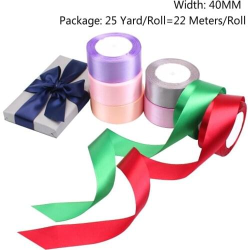 22 Meters/roll) 4cm 1-1/2" Polyester Silk Satin Ribbon for Sewing Wedding Party Handmade Decor Webbing Gift Packing Supplies