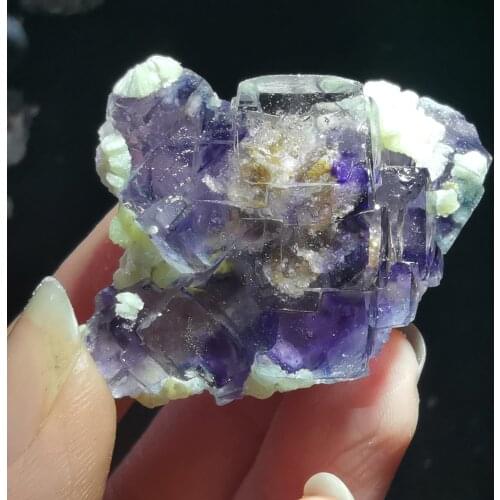 27.6gPurple fluorite and mica crystal mineral stone home decoration ring vein healing geology teaching CRYSTAL QUARTZ GEM