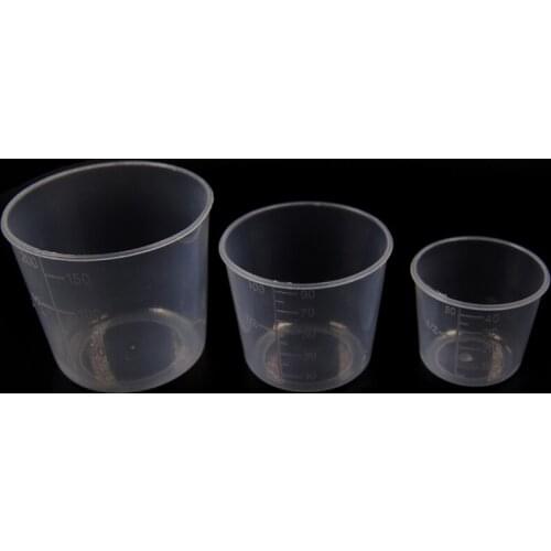 3PCS/Set 200ml 100ml 50ml Small Plastic Glue Mixing Cup Bait Mix Measuring Cups Kit for Carp Fishing