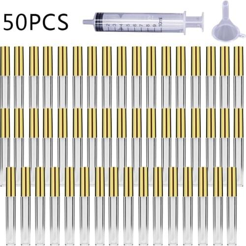 50/100 pcs 2.5ml Gold Refillable Lip Gloss Tubes Grade Clear Plastic Empty Make up DIY Lip Gloss Containers Make up Tools
