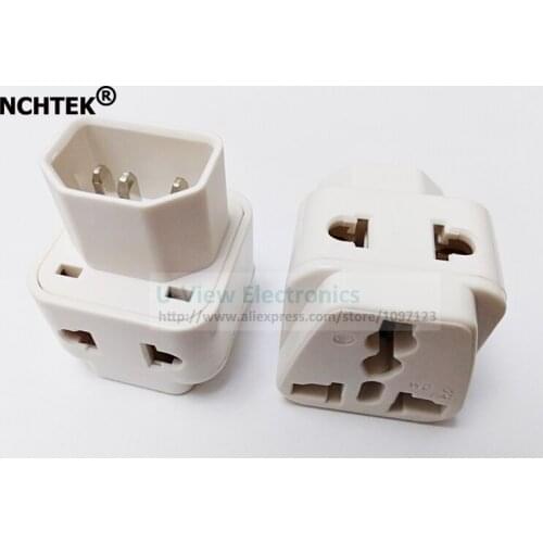 NCHTEK WHITE 1 to 2 C14 Male to C13 Female Power Adapter PDU/UPS C13 Universal Female AU/US/UK/EU Plug/Free Shipping/10PCS