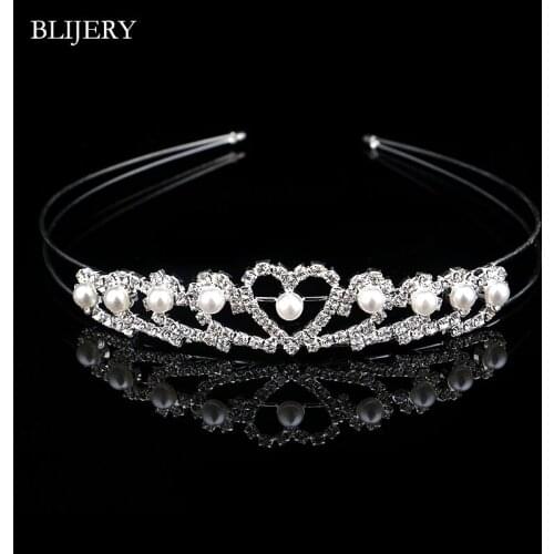 BLIJERY Fashion Hair Accessories For Women Kids Girls Pearls Crystal Hairbands Bridesmaid Bridal Party Wedding Hair Jewelry