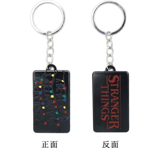 TV Show Stranger Things Keychain Letter Dog Tag Pendant Key Rings Women Men Metal Friend Key Trinkets