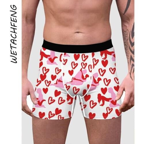 Man Undrewear Sexy Red Heart 3D Print Male Boxers Shorts Breathable High Quality Mens Briefs Summer Large Size Underpants Pants