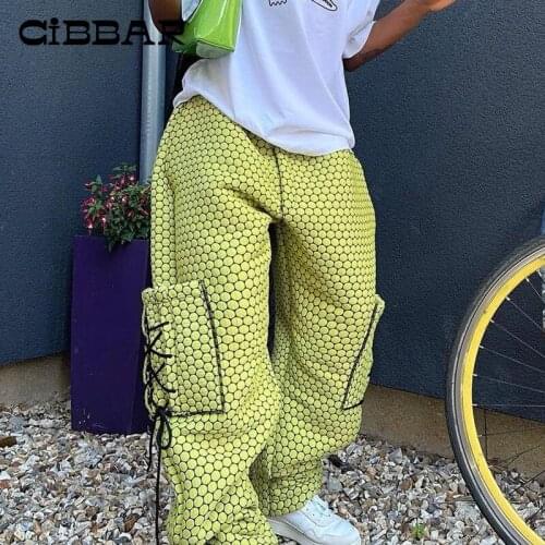 CIBBAR Solid Bandage Oversize Long Pants Women Streetwear Casual Basic All-Match Streetwear Hipster Trousers Vintage Outfits New