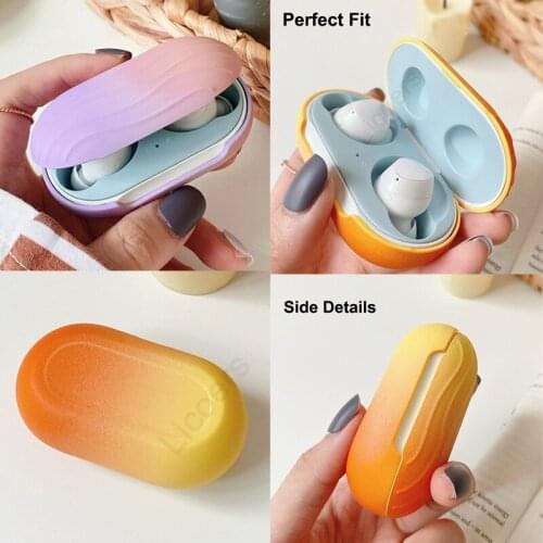 For Samsung Galaxy Buds + Plus Gradient Wave Colors Earphone Headphone Accessories Charging Box Bags Hard Shell Protective Cases