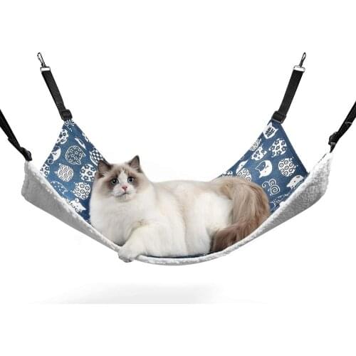 Breathable Pet Cage Hammock with Adjustable Straps and Metal Hooks, Double-Sided Hanging Pet Hammock Bed for Cats, Ferret, Puppy