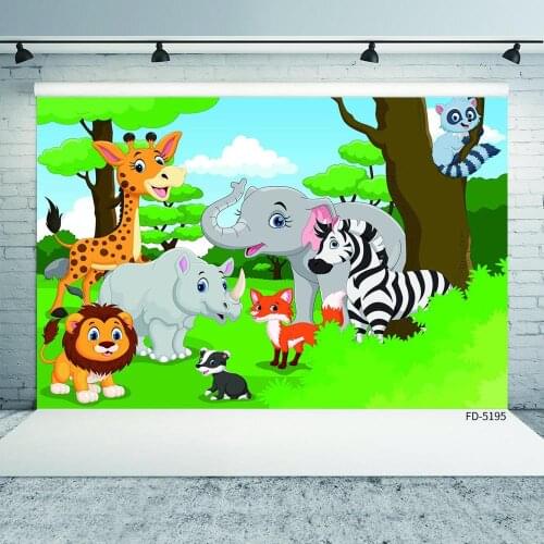 Safari Park Cartoon Animals Photography Background Custom Backdrop for Children Birthday Party Baby Shower Photophone Fond Photo
