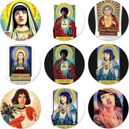 Fiction Saint Mia Saint Jules Badge Brooch Pin Accessories For Clothes Backpack Decoration gift 58mm