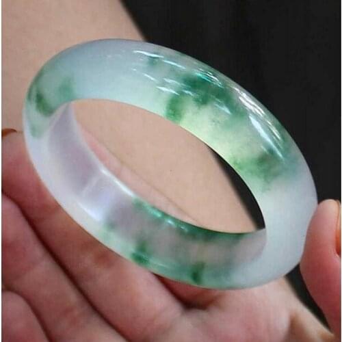 Fine jewelry Natural authentic Burmese ice species floating flower jade color jade bracelet female models