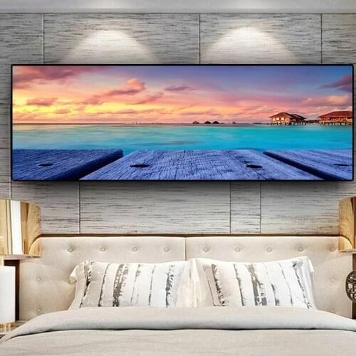 Sunsets Natural Golden Gate Bridge Coast Landscape Building Canvas Painting Posters and Print Wall Art Picture for Living Room