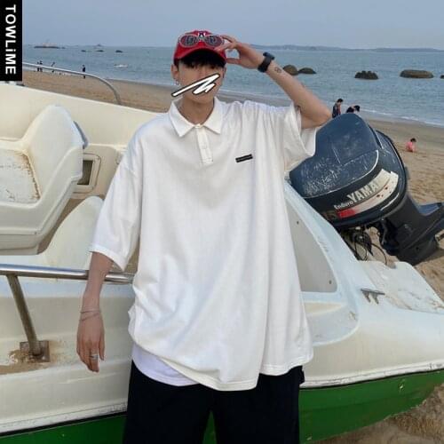 Summer Men Lapel Short Sleeve Polo Shirts Japanese Streetwear Women Oversize Half Sleeve T Shirts Couple Casual Tops