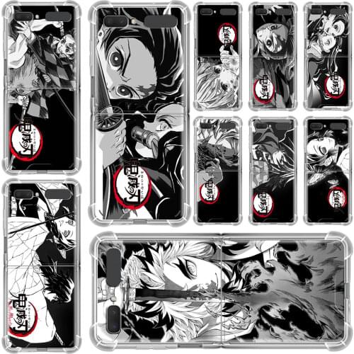 Soft Cover For Samsung Galaxy Z Flip & ZFlip 5G Anti-Knock Clear Phone Case 6.7 " Folding And Splitting Capa Japan Demon Slayer